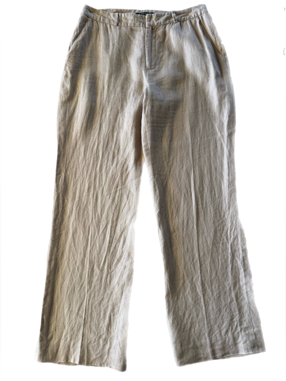 Lauren Ralph Lauren 100% Linen Pants Beige Mocha Coastal Old Money Size 8